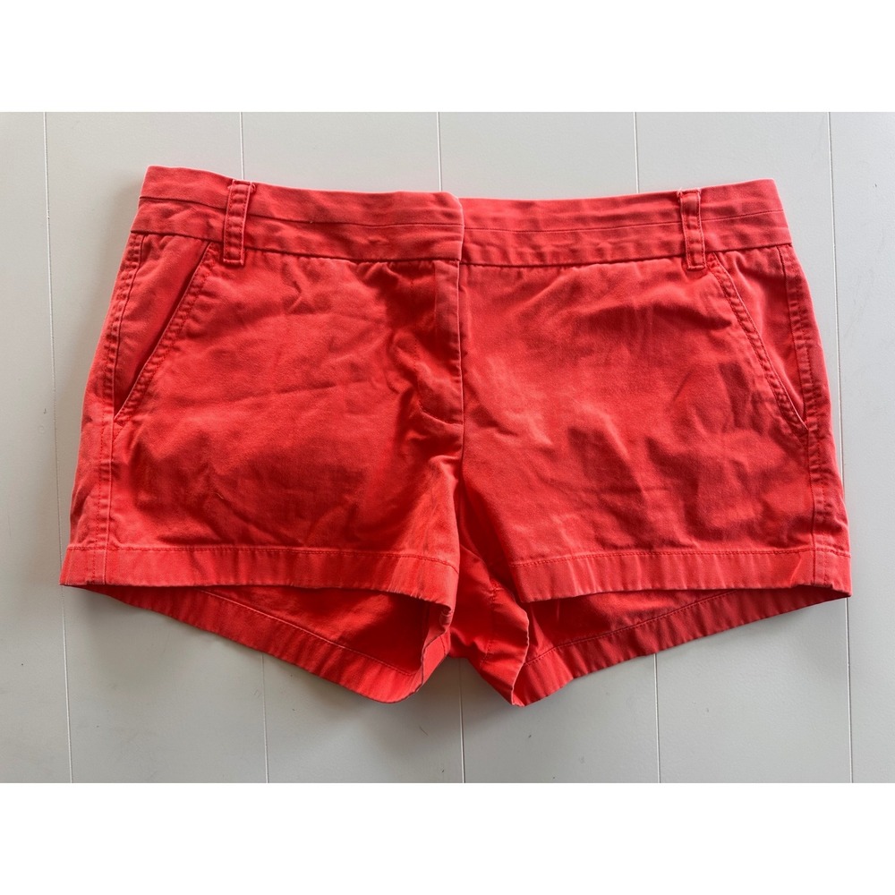 J.Crew Chino Shorts Womens 12 Coral Red Cotton Twill Low Rise Style 61456 SU14